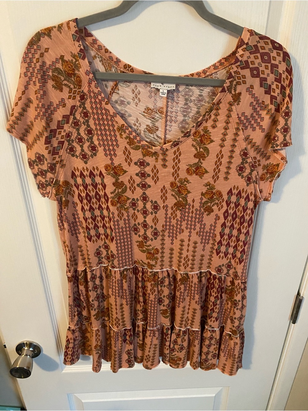 True Craft Floral Patterned V-Neck Tunic